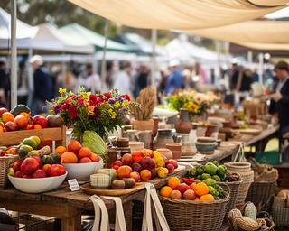 Produce and handmade goods displayed at an outdoor Central West community market